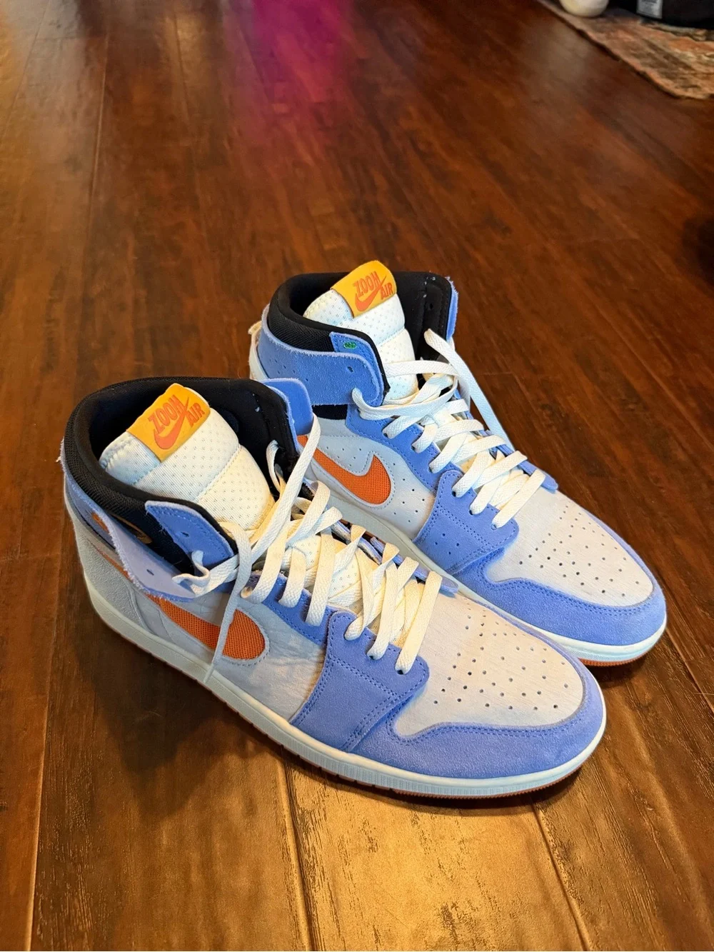 Men’s Jordan 1 zoom comfort High in blue grey and orange size 12